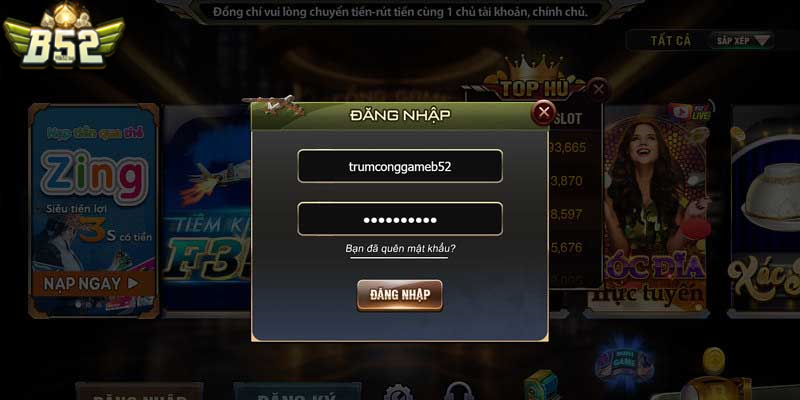 Hướng dẫn đăng nhập B52 Club